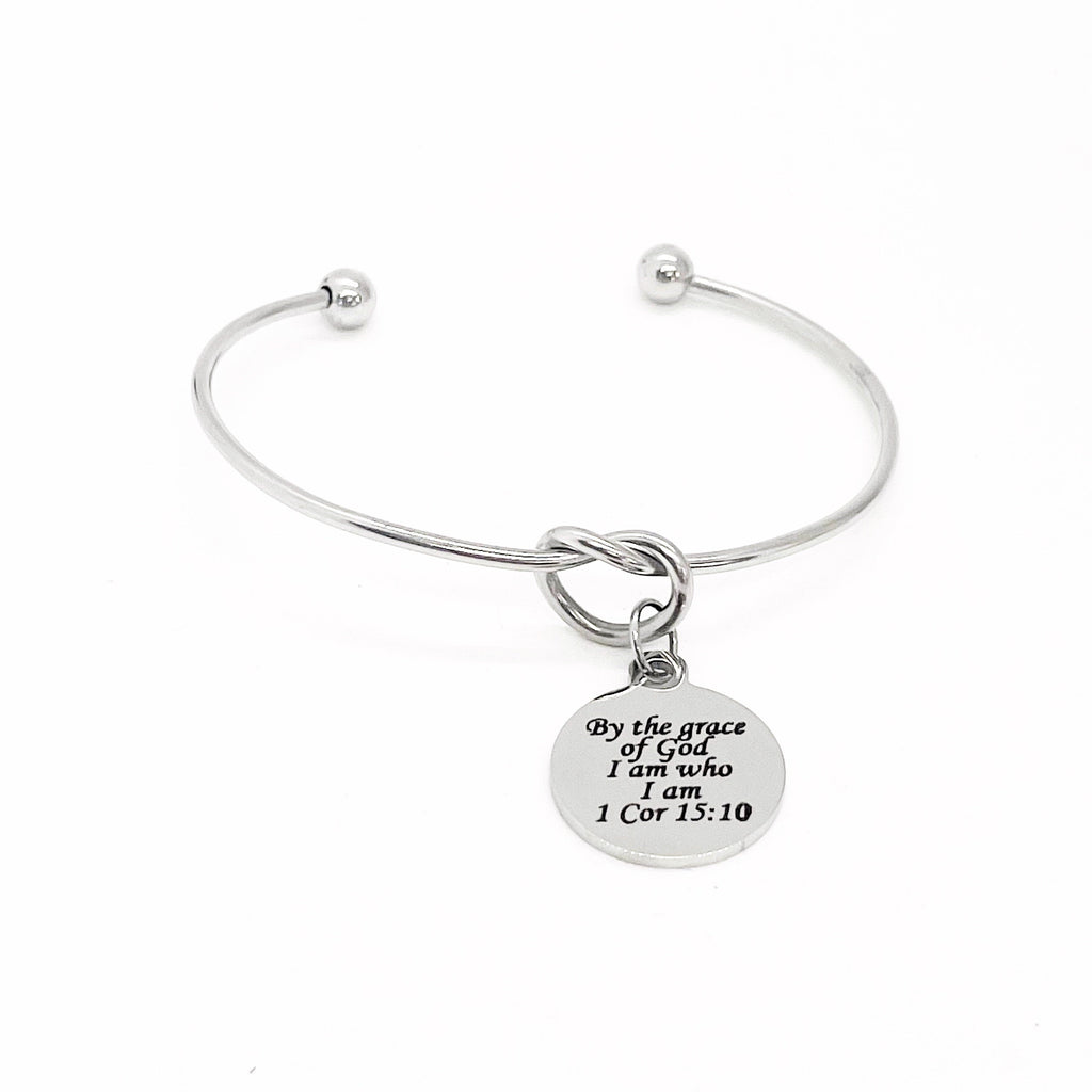 Scripture Gift, By The Grace Of God I Am Who I Am Charm Bracelet, 1 Corinthians 15 10, Bulk Wholesale, Scripture Jewelry, Faith Jewelry Gift