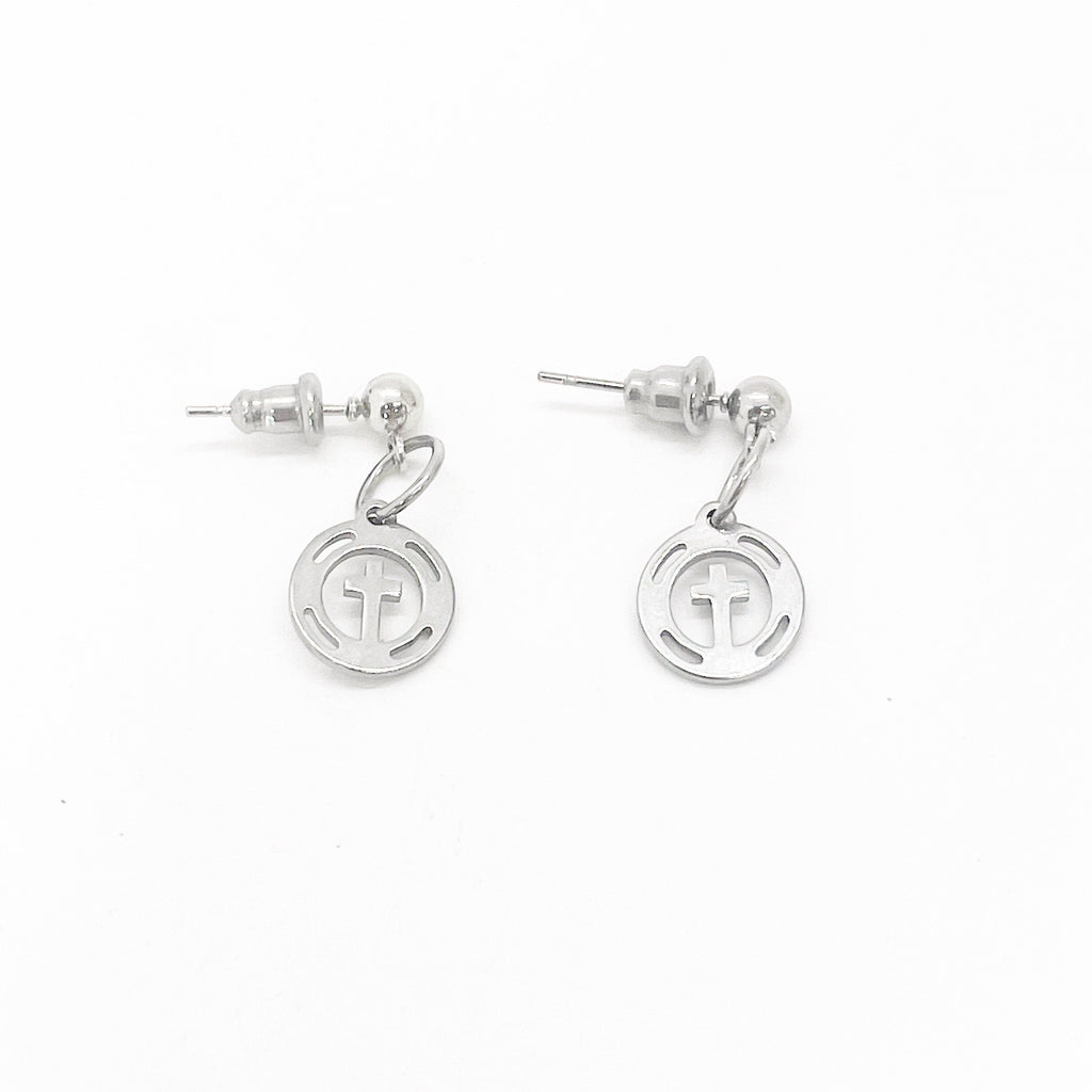 Cross Earrings, Petite Stainless Steel Cross Earrings, First Cross Earrings, Baptism Gift, Daughter Gift, Small Cross Earrings, Wife Gift