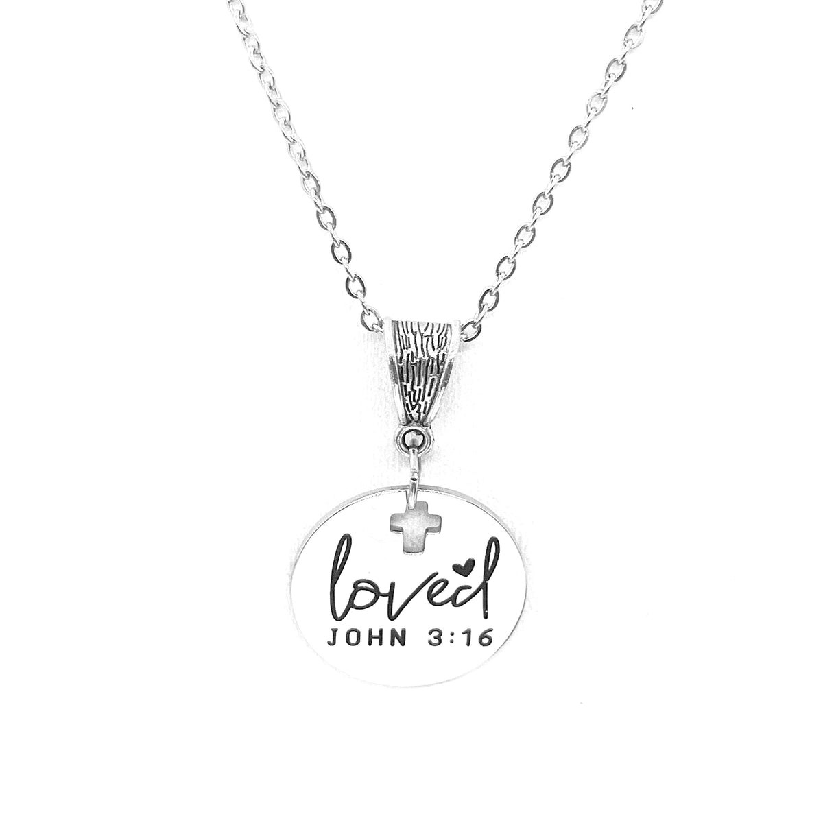 Scripture Gift, Loved Necklace, John 3 16 Necklace, Christian Jewelry, Baptism Gift, Salvation Gift, For God So Loved The World Scripture