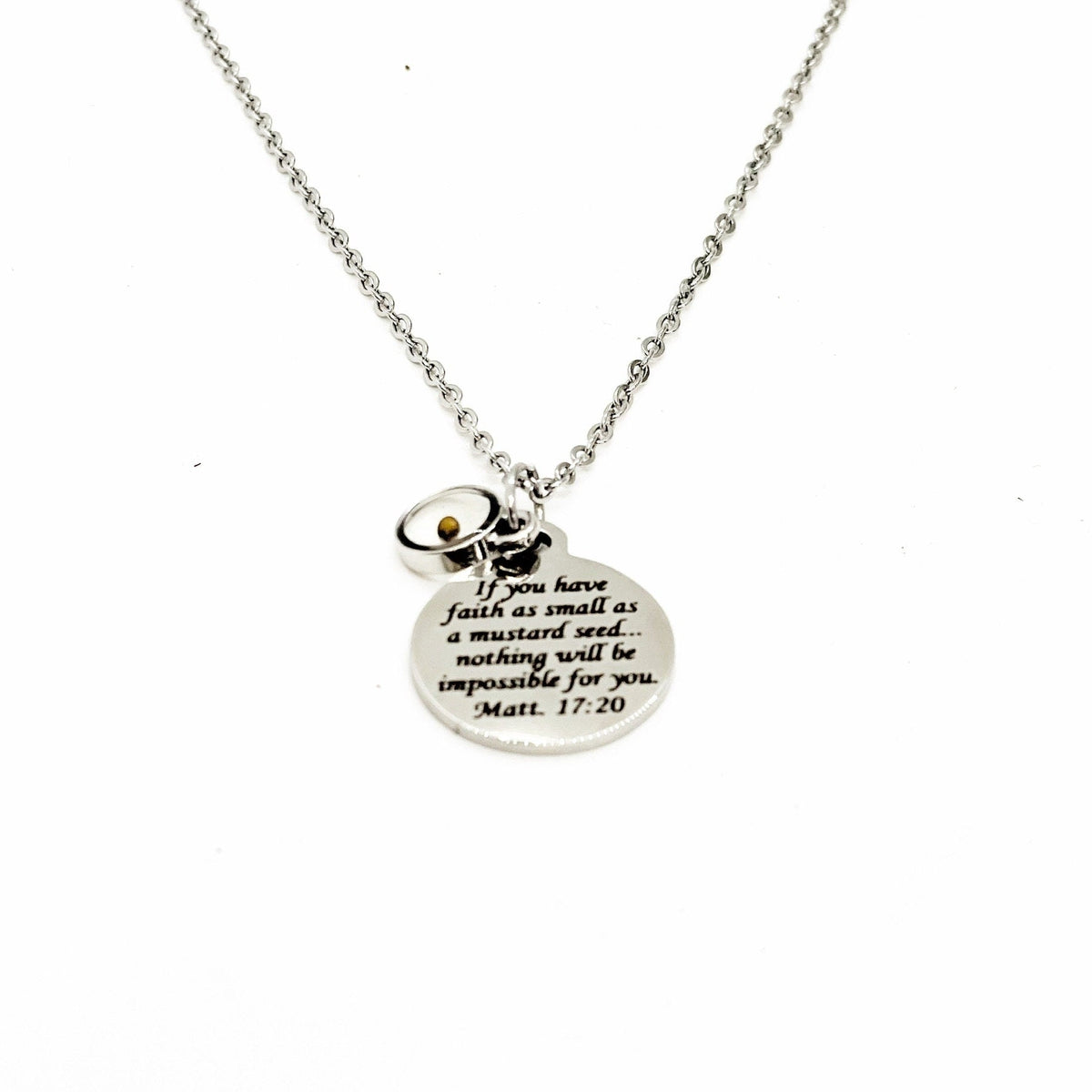 Faith Jewelry, Mustard Seed Necklace, Matthew 17 20 Bible Verse Necklace, Christian Jewelry, Scripture Gifts, Scripture Necklace