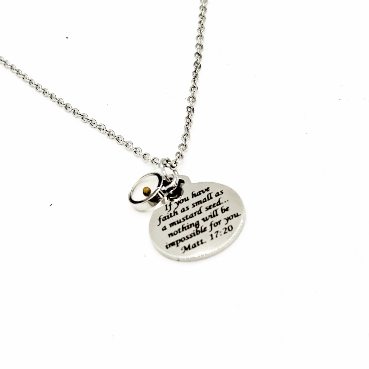 Faith Jewelry, Mustard Seed Necklace, Matthew 17 20 Bible Verse Necklace, Christian Jewelry, Scripture Gifts, Scripture Necklace
