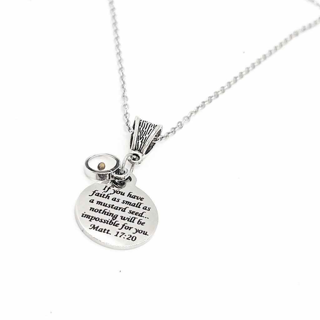 If You Have Faith Necklace, Mustard Seed Gift, Matthew 17 20 Bible Verse Necklace, Christian Jewelry, Scripture Gifts, Scripture Necklace