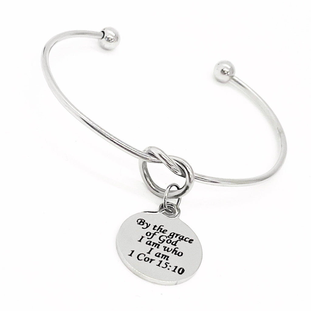 Scripture Gift, By The Grace Of God I Am Who I Am Charm Bracelet, 1 Corinthians 15 10, Bulk Wholesale, Scripture Jewelry, Faith Jewelry Gift