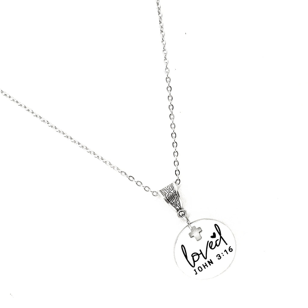 Scripture Gift, Loved Necklace, John 3 16 Necklace, Christian Jewelry, Baptism Gift, Salvation Gift, For God So Loved The World Scripture