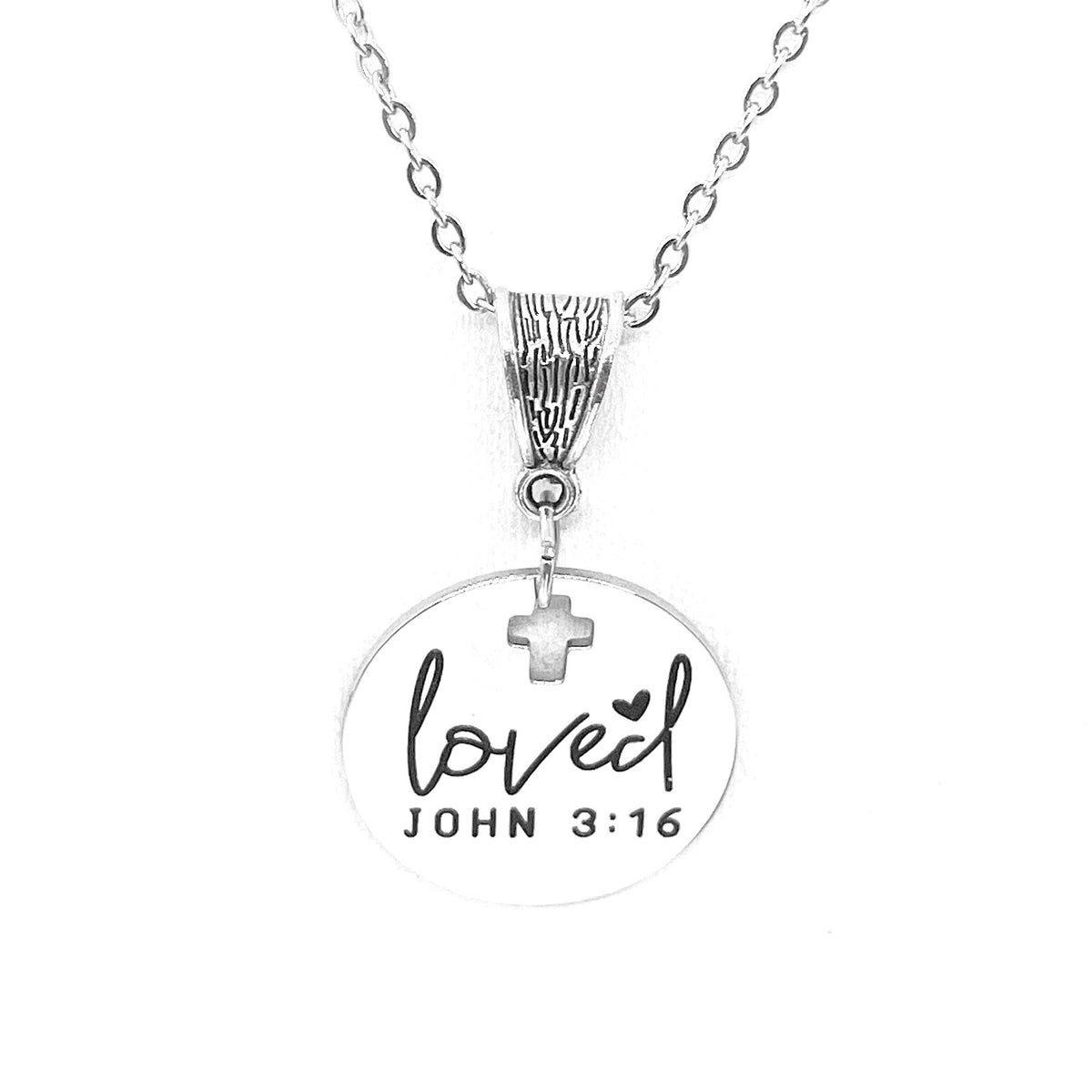Scripture Gift, Loved Necklace, John 3 16 Necklace, Christian Jewelry, Baptism Gift, Salvation Gift, For God So Loved The World Scripture