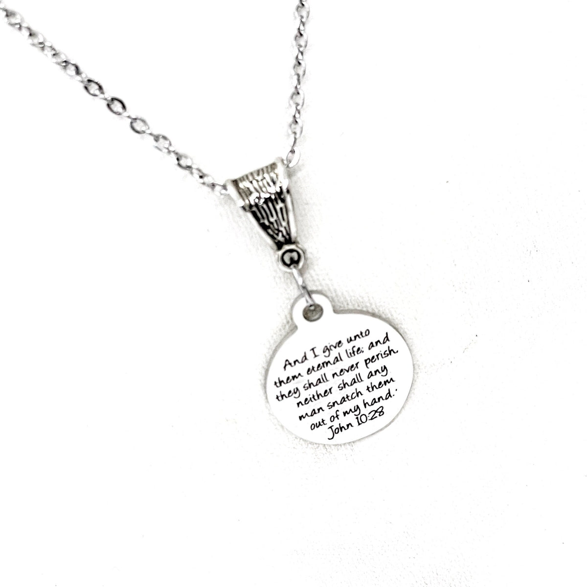 Scripture Gifts, And I Give Unto Them Eternal Life Necklace, John 10 28 Pendant, Scripture Quote, Baptism Gift, Salvation Gift, Gift For Her