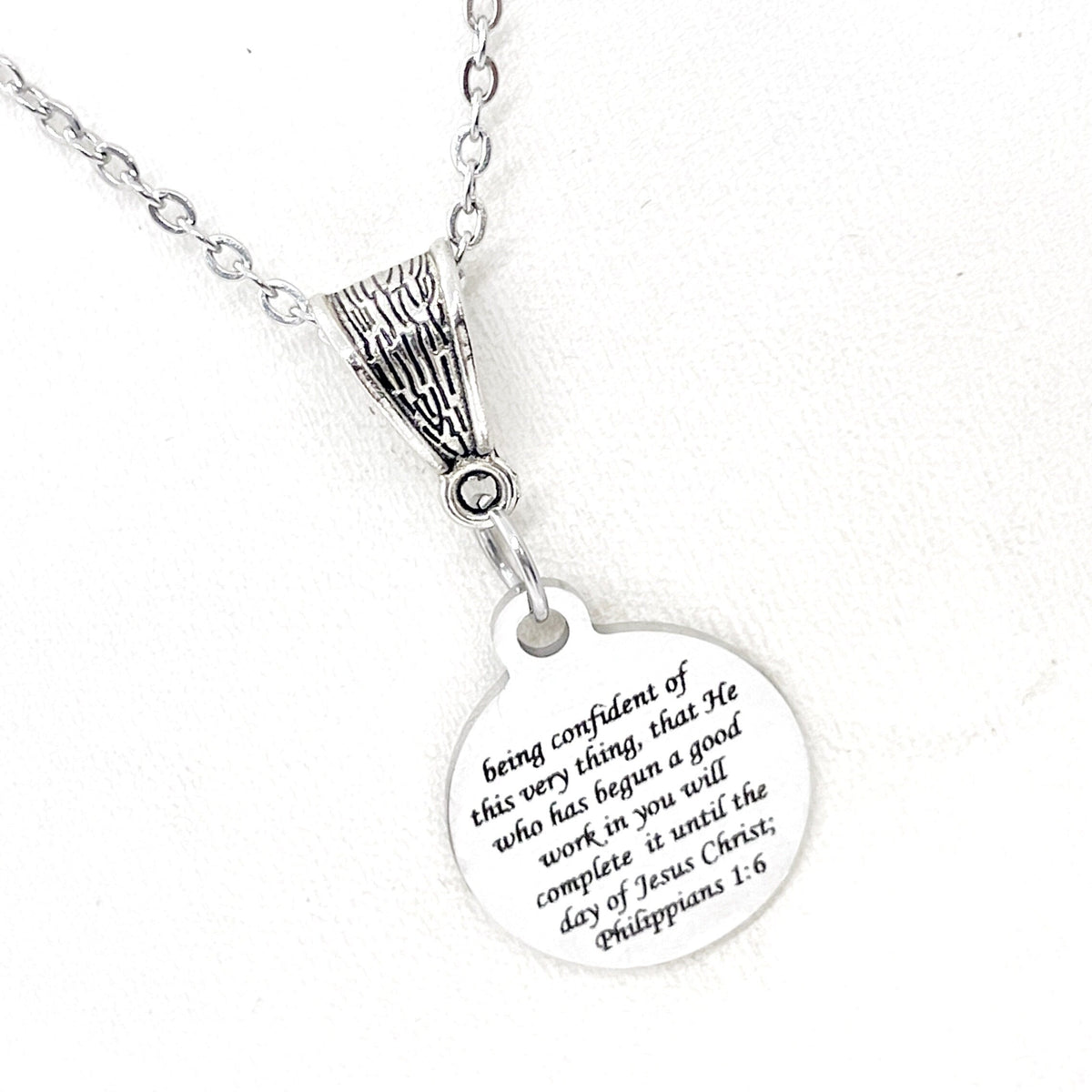 Scripture Gifts, He Who Has Begun A Good Work In You Necklace, Philippians 1 6 Pendant, Scripture Quote, Baptism Gift, Salvation Gift