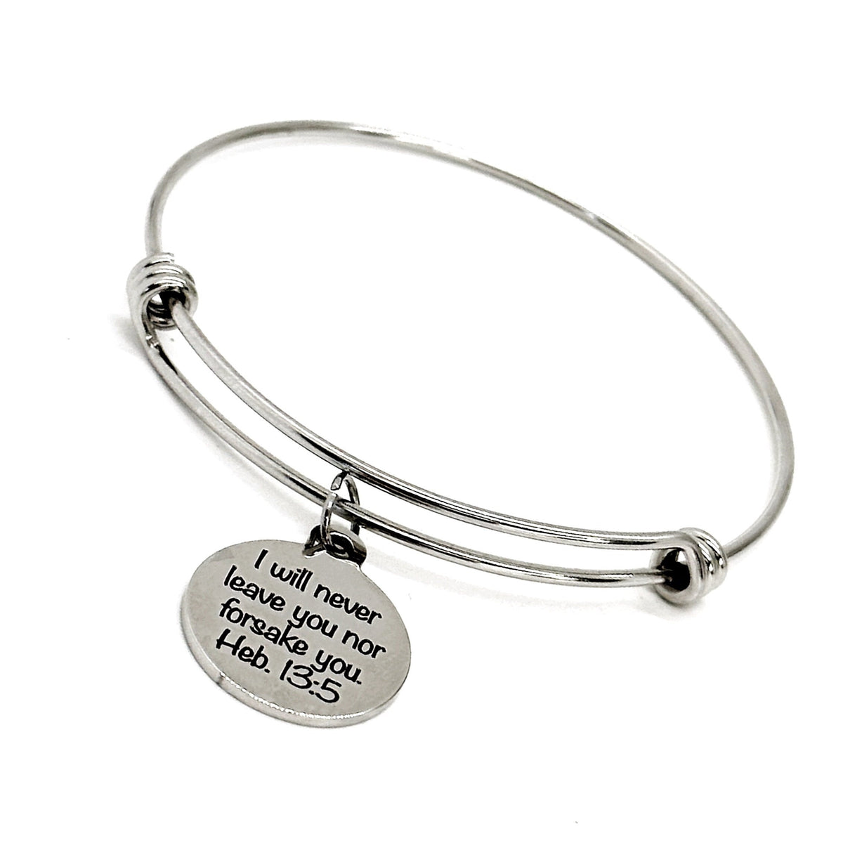 Scripture Jewelry, I Will Never Leave Nor Forsake You Charm Bracelet, Hebrews 13 5, God Will Not Leave You, God Will Not Forsake You