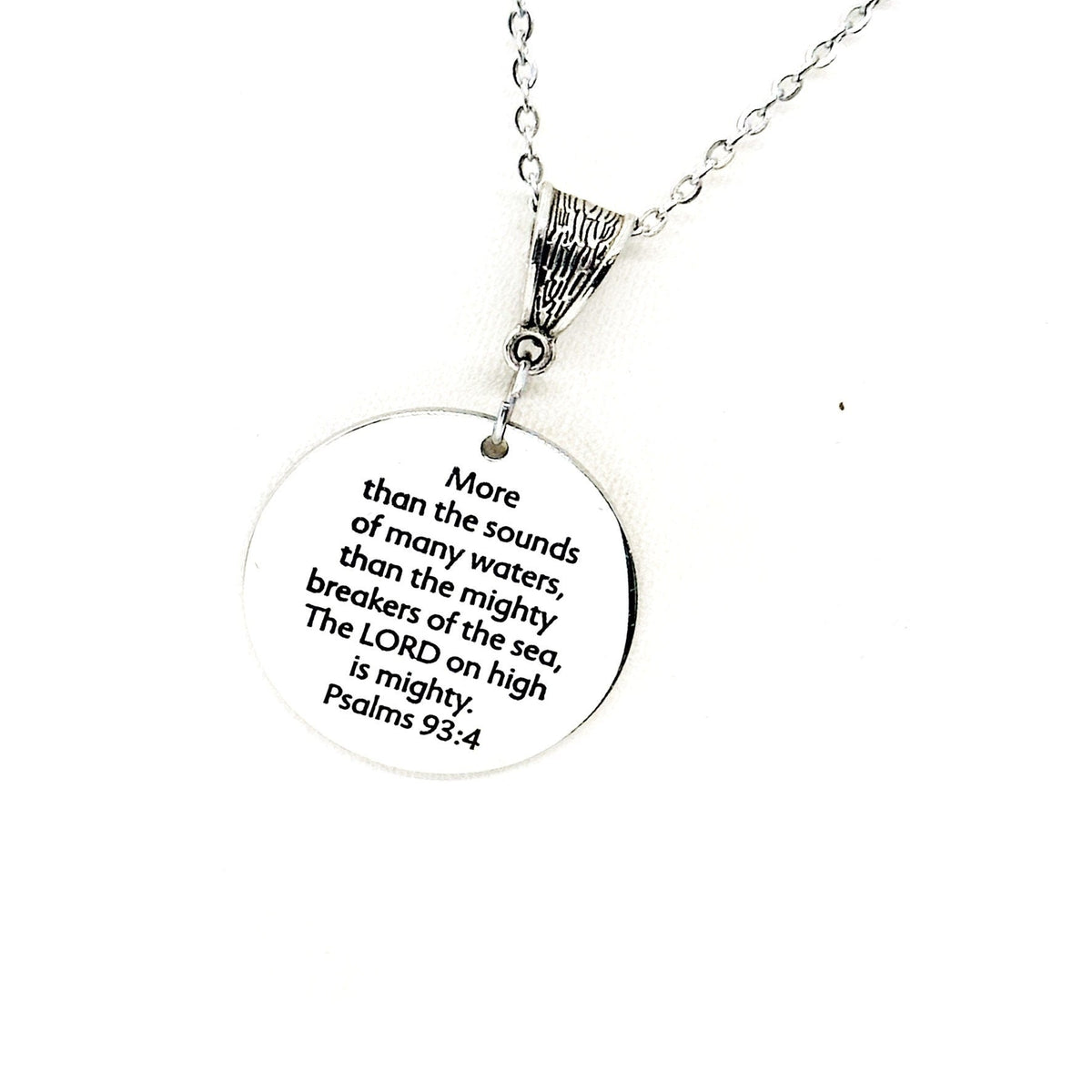 Faith Gift, The Lord On High Is Mighty Necklace, Psalm 93 4, Daughter Gift, Scripture Jewelry, Bible Verse, Scripture Jewelry Gift