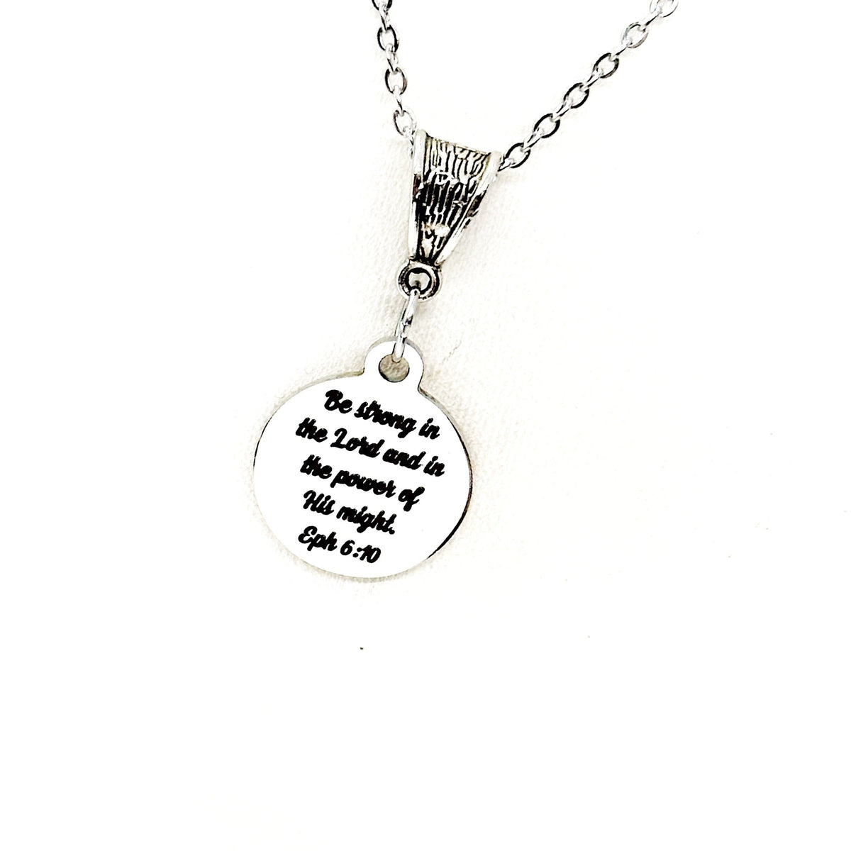 Be Strong In The Lord And The Power Of His Might Necklace, Ephesians 6 10, Strength In The Lord, Faith Jewelry, Christian Jewelry, Scripture