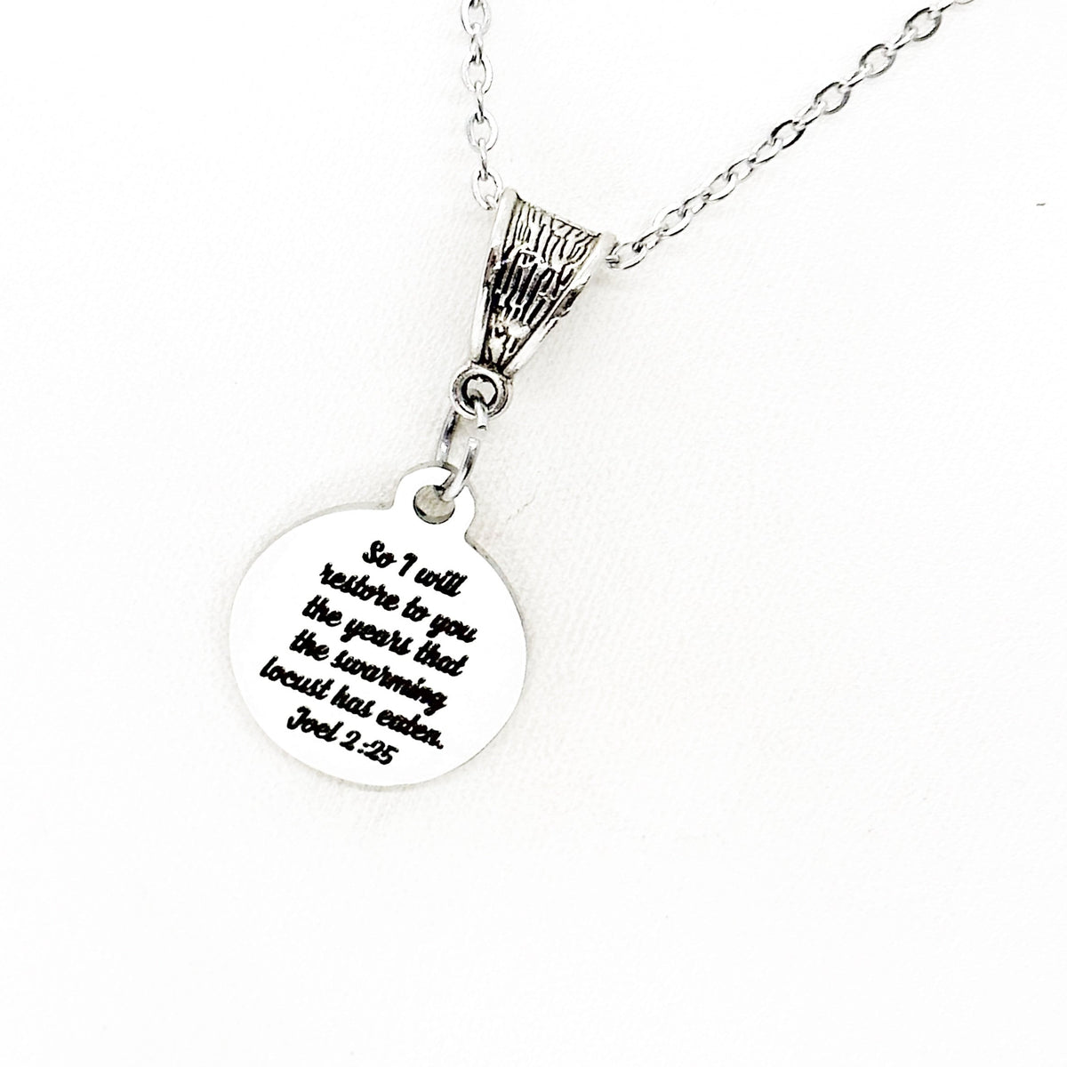 God Will Restore The Lost Years Scripture Necklace, Joel 2 25, Faith Gifts, Recovery Gifts, Divorce Gift, Starting Over, New Beginnings