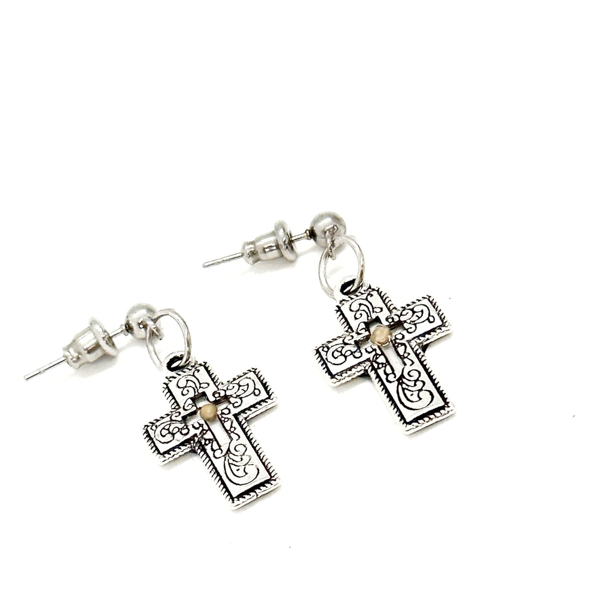 Mustard Seed Silvertone Cross Earrings,  Mustard Seed Jewelry, Matthew 17 20, Christian Jewelry, Bible Verse Gift, Scripture, Faith Gift