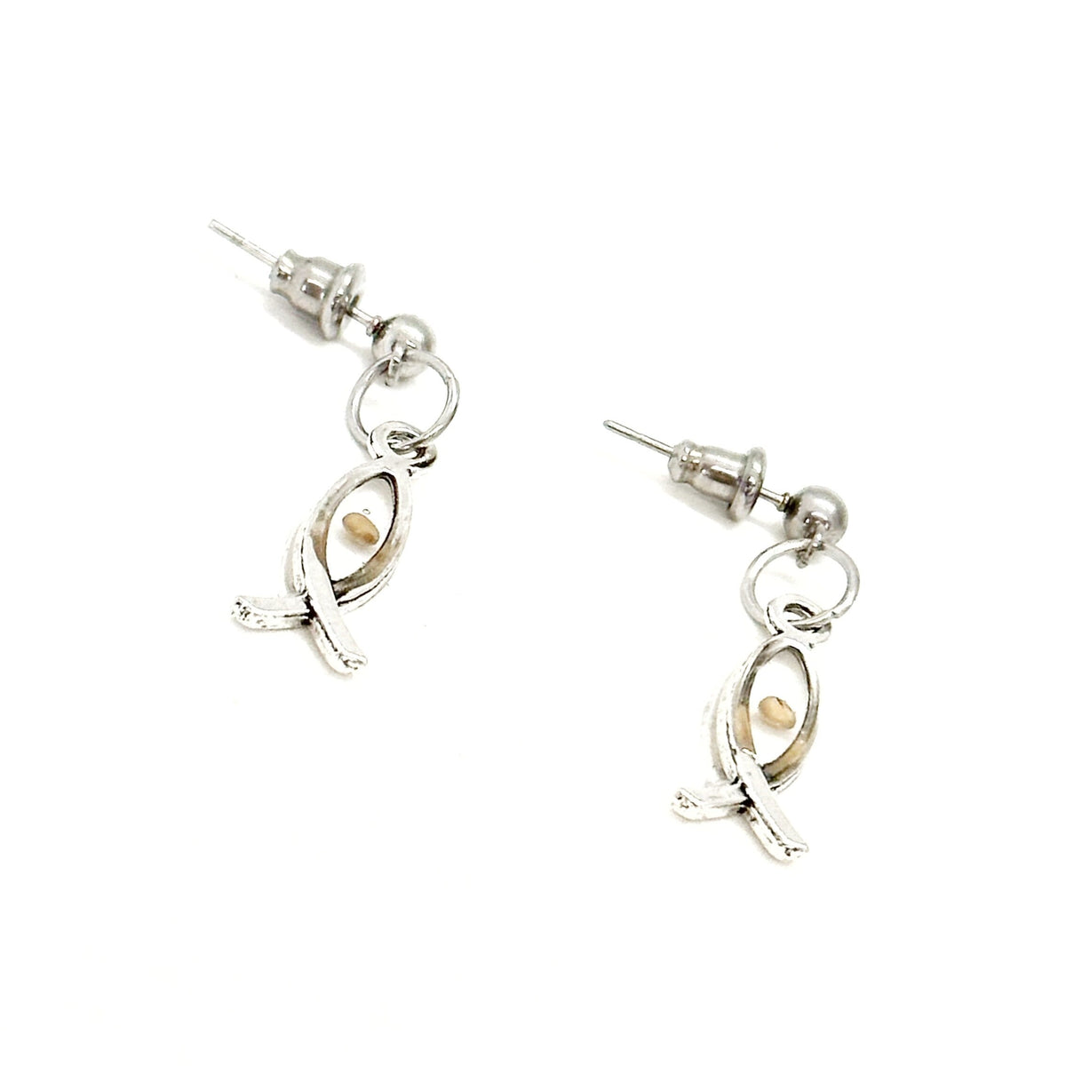 Mustard Seed Silvertone Small Fish Earrings,  Mustard Seed Jewelry, Matthew 17 20, Christian Jewelry, Scripture, Faith