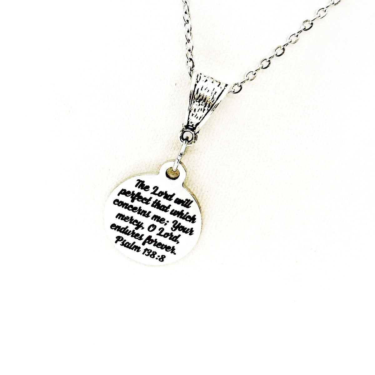 Psalm 138 8 The Lords Mercy Endures Forever Necklace, Faith Jewelry, Christian Woman Gift, Daughter Gift, Encouraging Her, Scripture Verse