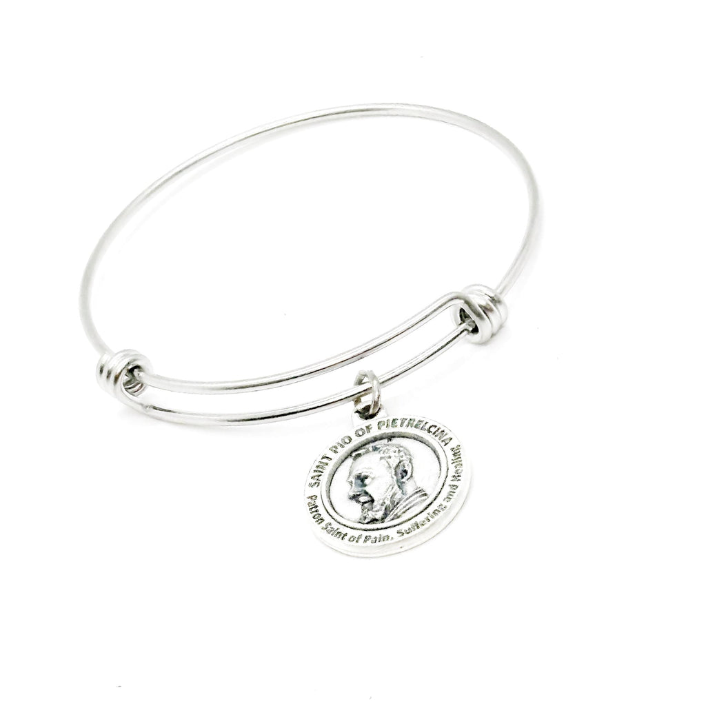 Saint Pio Of Pietrelcina Charm Bracelet, Patron Saint of Pain Suffering and Healing, Sickness Sympathy, Cancer, Wife, Friend, Daughter, Mom