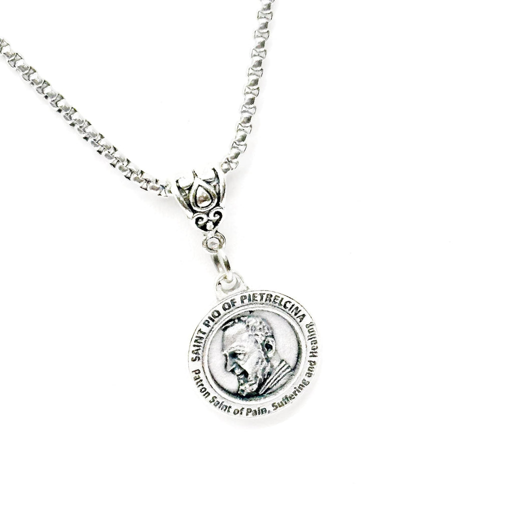 Saint Pio of Pietrelcina Patron Saint Of Pain Suffering and Healing Pendant Necklace, Catholic Saints, Gift For Her, Wife, Daughter