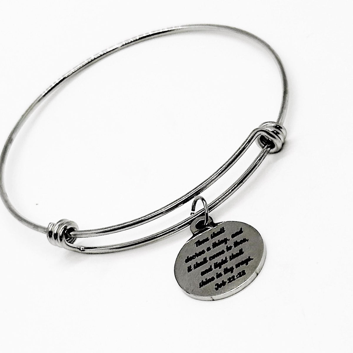 Thou Shalt Decree A Thing And It Will Come To Thee Charm Bangle Bracelet, Job 22 28 Christian Jewelry, Faith, Gift For Her, Believer