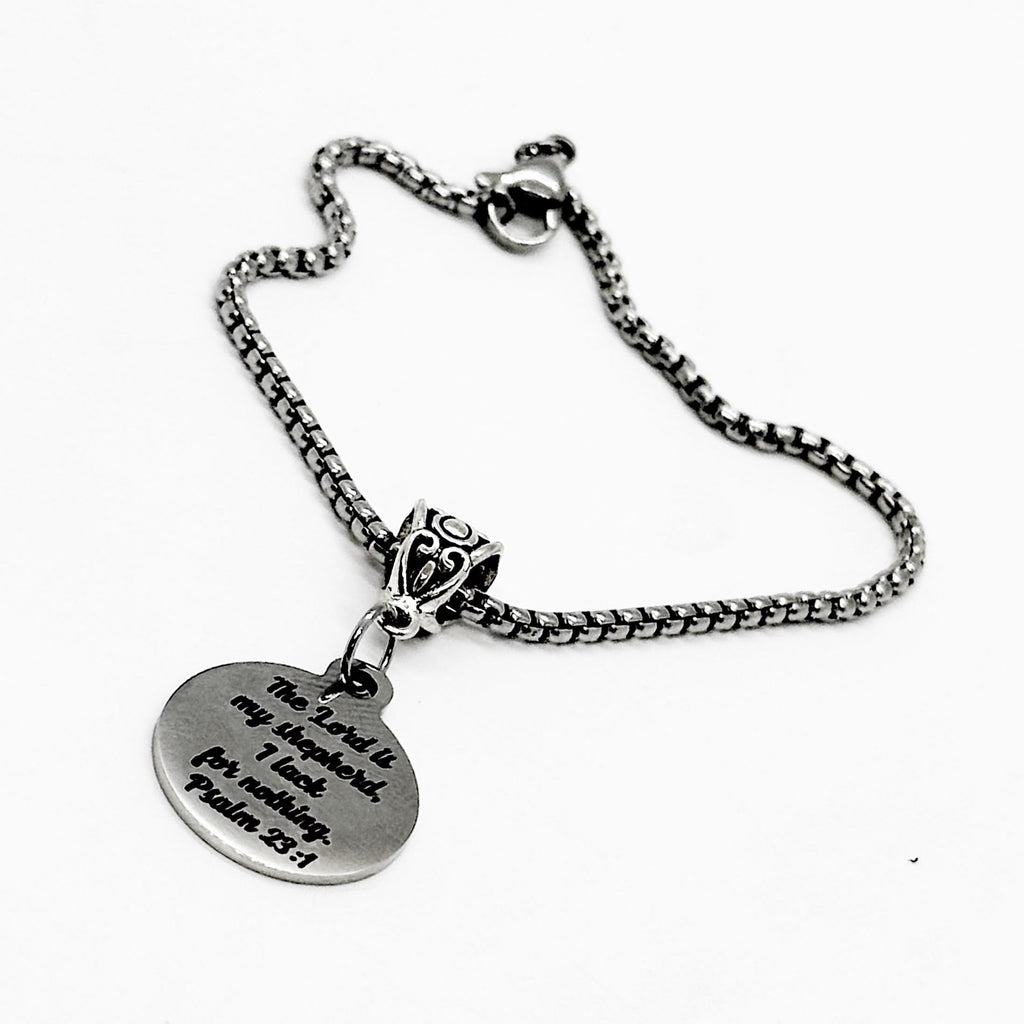 The Lord Is My Shepherd Charm Bracelet, Psalm 23 1, Scripture Jewelry, Faith Gift, Bible Verse Gift, Gift For Her, Christian Woman, Baptism