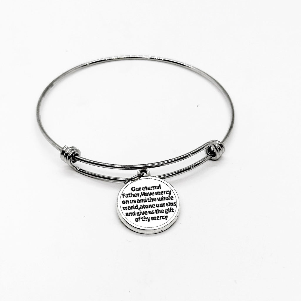 Jesus I Trust In You Charm Bangle Bracelet, Give Us Thy Mercy, Faith Gift, Christian Prayer Gift For Her, Bible Study, Womens Group Gifts,