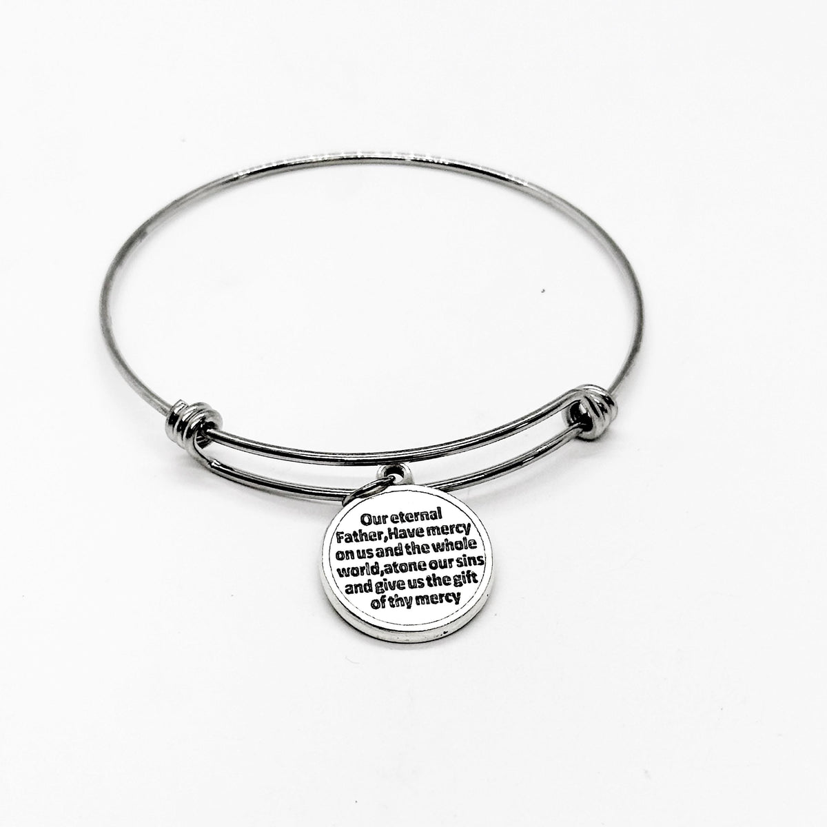 Jesus I Trust In You Charm Bangle Bracelet, Give Us Thy Mercy, Faith Gift, Christian Prayer Gift For Her, Bible Study, Womens Group Gifts,