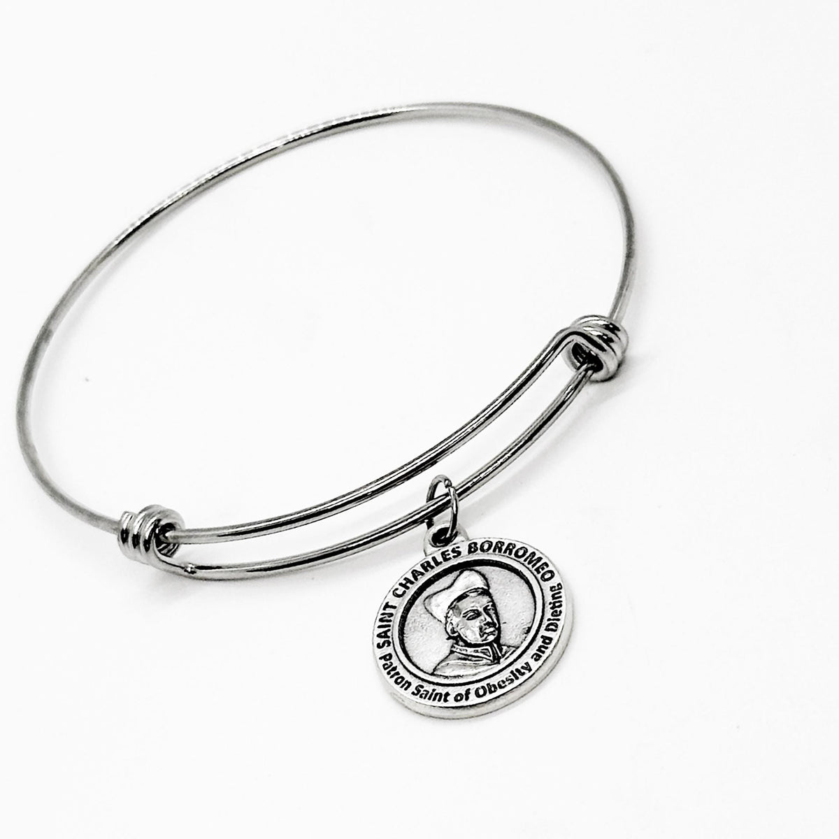 Saint Charles Borromeo Patron Saint Of Obesity And Dieting  Charm Bangle Bracelet, Wife Gift, Friend Gift, Daughter Gift For Her