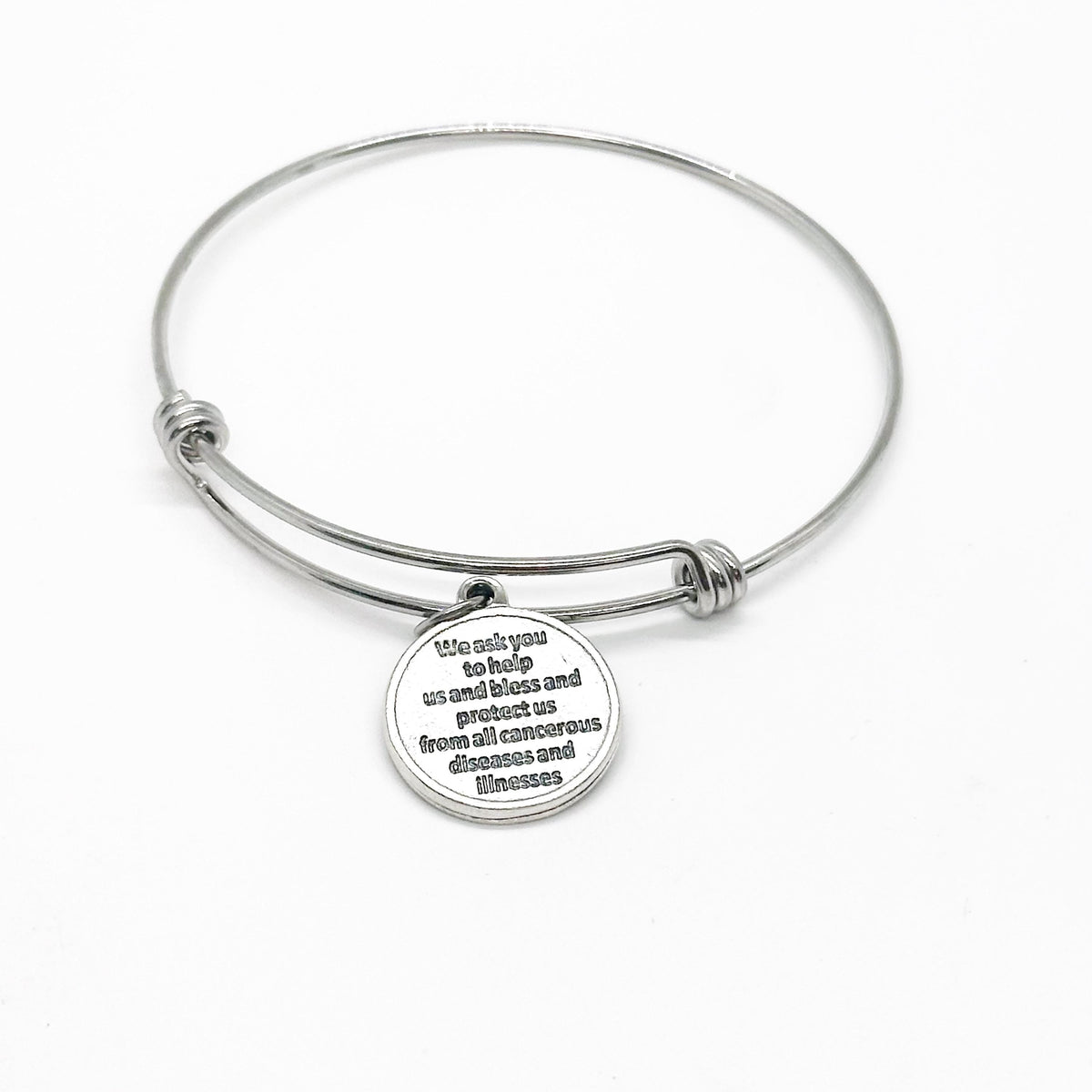 Saint Peregrine Charm Bangle Bracelet — Patron Saint of Cancer