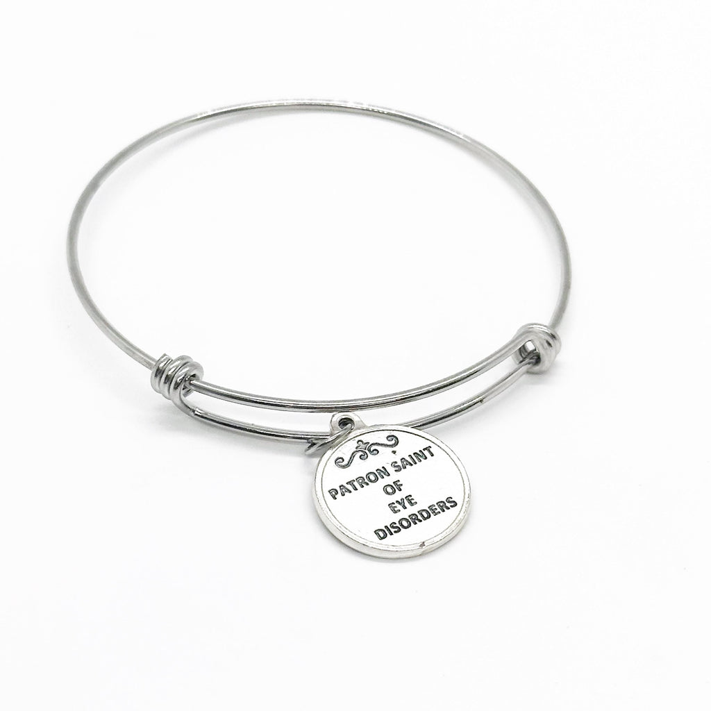 Saint Lucy Patron Saint Of Eye Disorders Charm Bangle Bracelet, Eye Disease, Blindness, Sight Issues, Glaucoma, Daughter Gift For Her