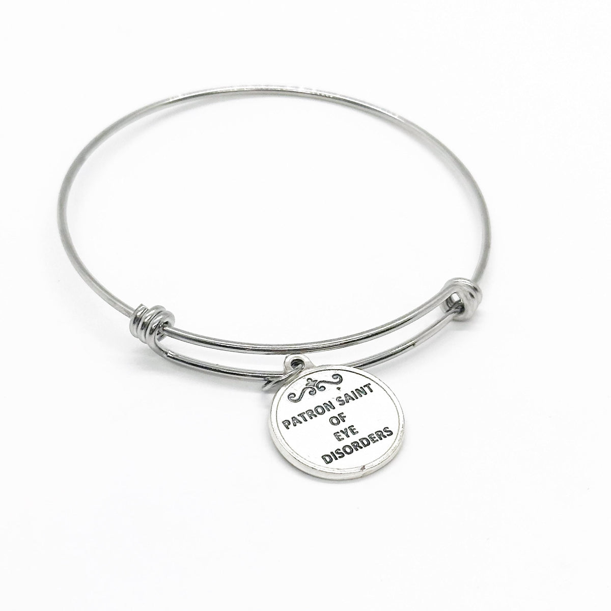 Saint Lucy Patron Saint Of Eye Disorders Charm Bangle Bracelet, Eye Disease, Blindness, Sight Issues, Glaucoma, Daughter Gift For Her