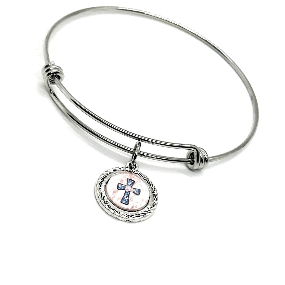 Cross Cabochon Charm Bracelet — Baptism Gift