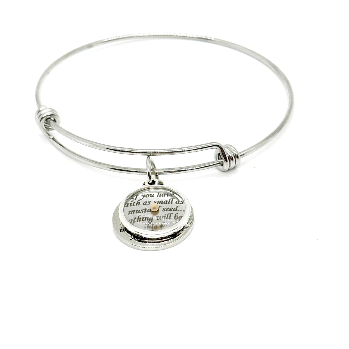 Mustard Seed Scripture Round Charm Bracelet, Matthew 17 20, Mustard Seed Jewelry Gifts, Christian Jewelry, Mustard Seed Faith Jewelry Gift