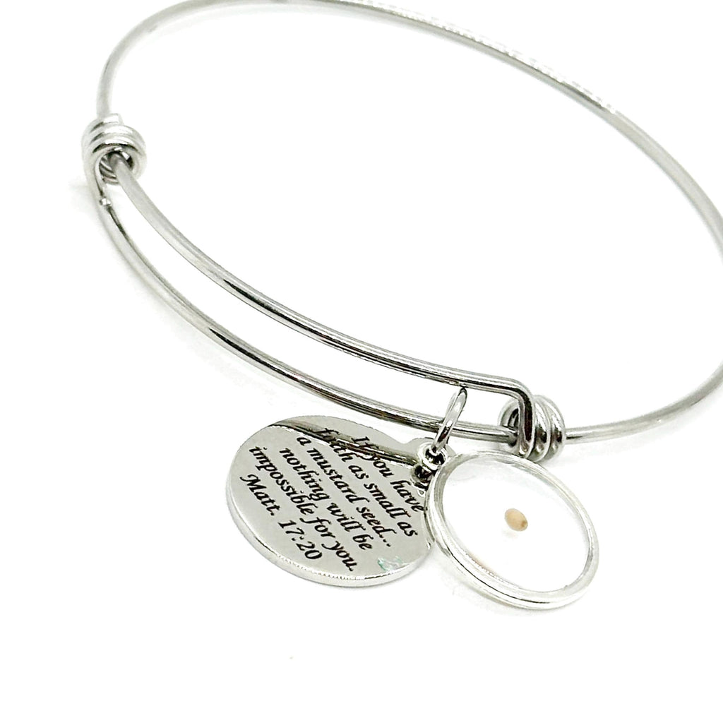 Mustard Seed Scripture Round Charm Bracelet, Matthew 17 20, Mustard Seed Jewelry Gifts, Christian Jewelry, Mustard Seed Faith Jewelry Gift