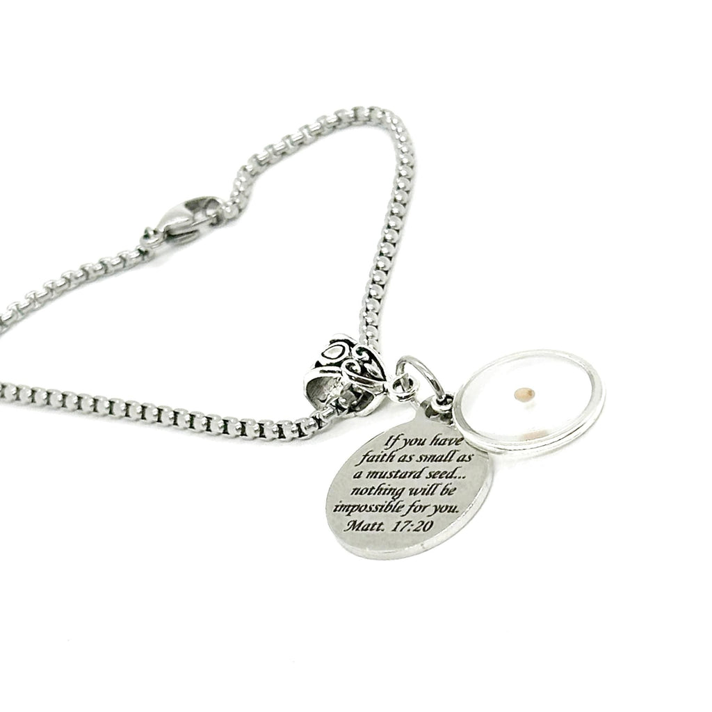 Mustard Seed Scripture Charm Bracelet, Faith Jewelry, Christian Gift, Matthew 17 20, Baptism Gift For Her, Daughter, Wife, Granddaughter