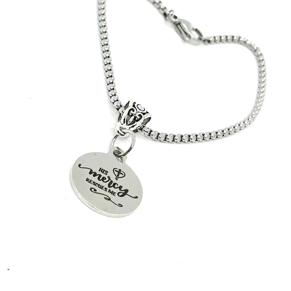 His Mercy Rescues Me Charm Bracelet, Psalm 6 4, Scripture Jewelry, Christian, Believer, Baptism Gift, Daughter, Friend, Difficult Times