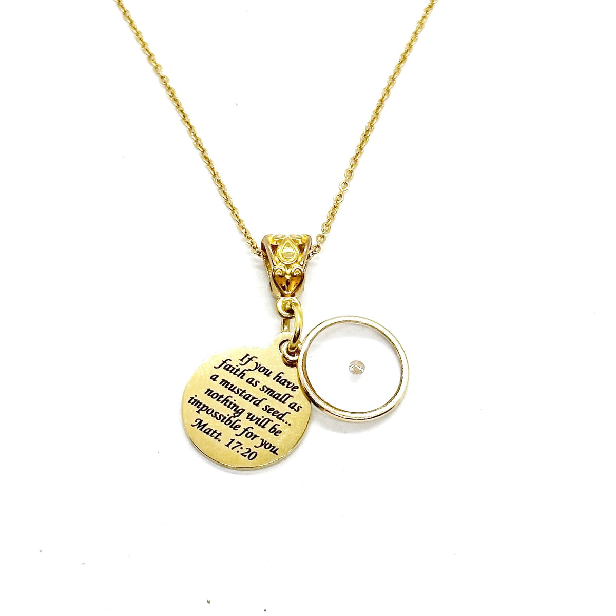 Mustard Seed Pendant Necklace, Mustard Seed Scripture Pendant, Matthew 17 20, Christian Necklace, Faith Necklace, Mustard Seed Faith Gift