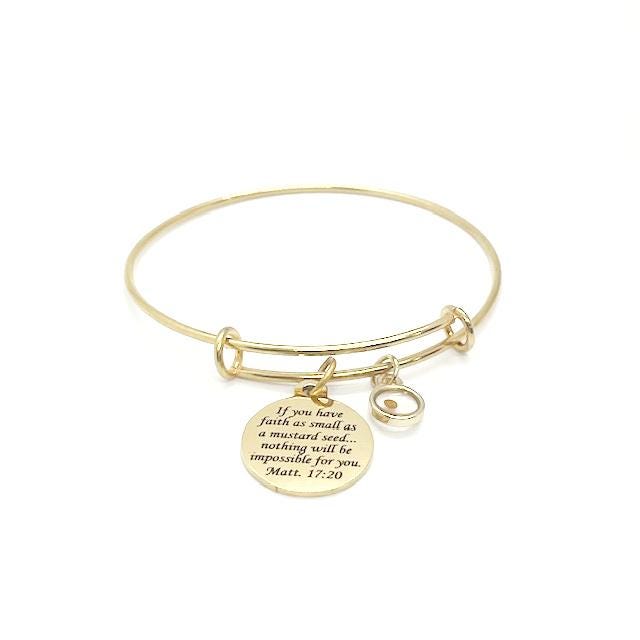 Mustard Seed Goldtone Scripture Bracelet, Matthew 17 20, Mustard Seed Jewelry, Christian Jewelry, Mustard Seed Faith Jewelry Gift For Her