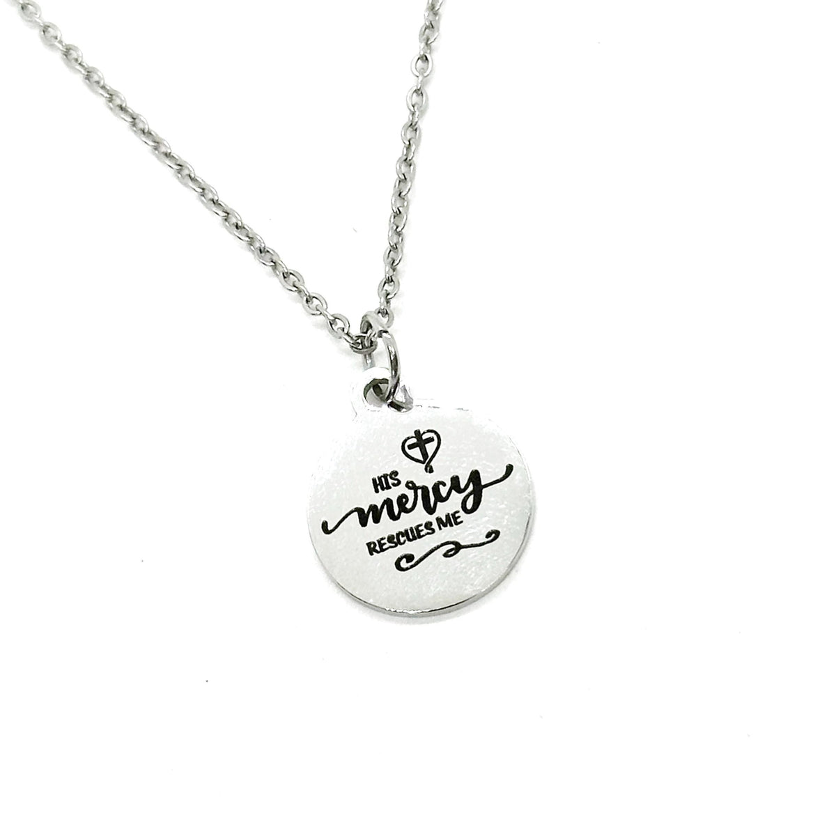 His Mercy Rescues Me Pendant Necklace, Psalm 6 4, Scripture Gift, Christian, Believer, Baptism Gift, Daughter, Friend, Difficult Times