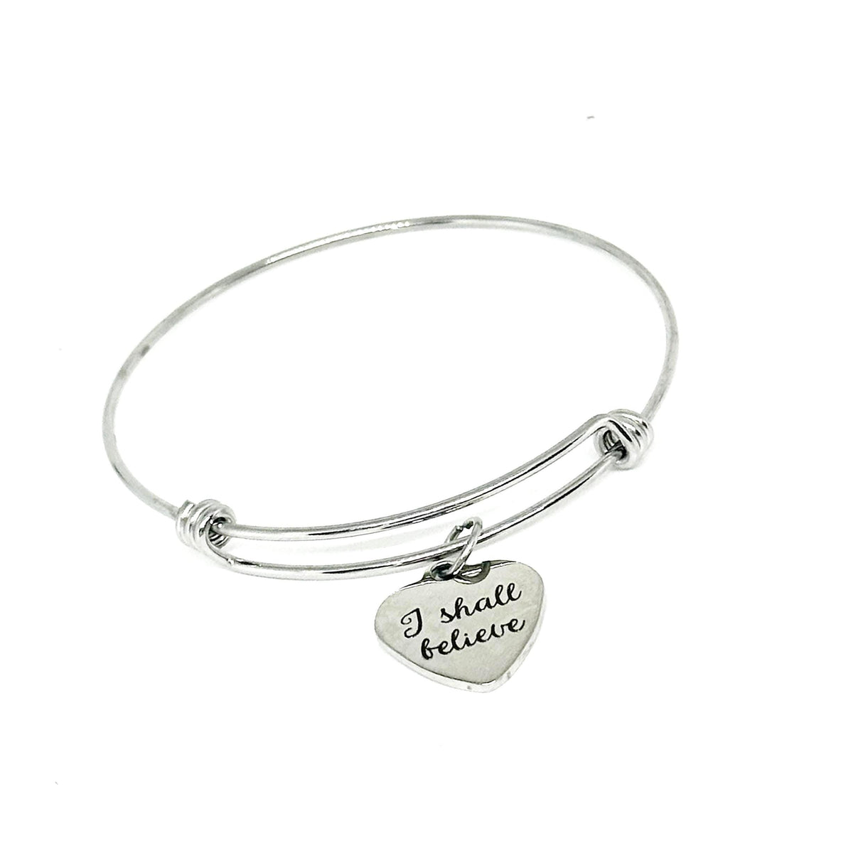 I Shall Believe Stainless Steel Bracelet Inspirational Faith Jewelry Adjustable Bangle Charm Gift For Her Christian Quote JKCE Designs
