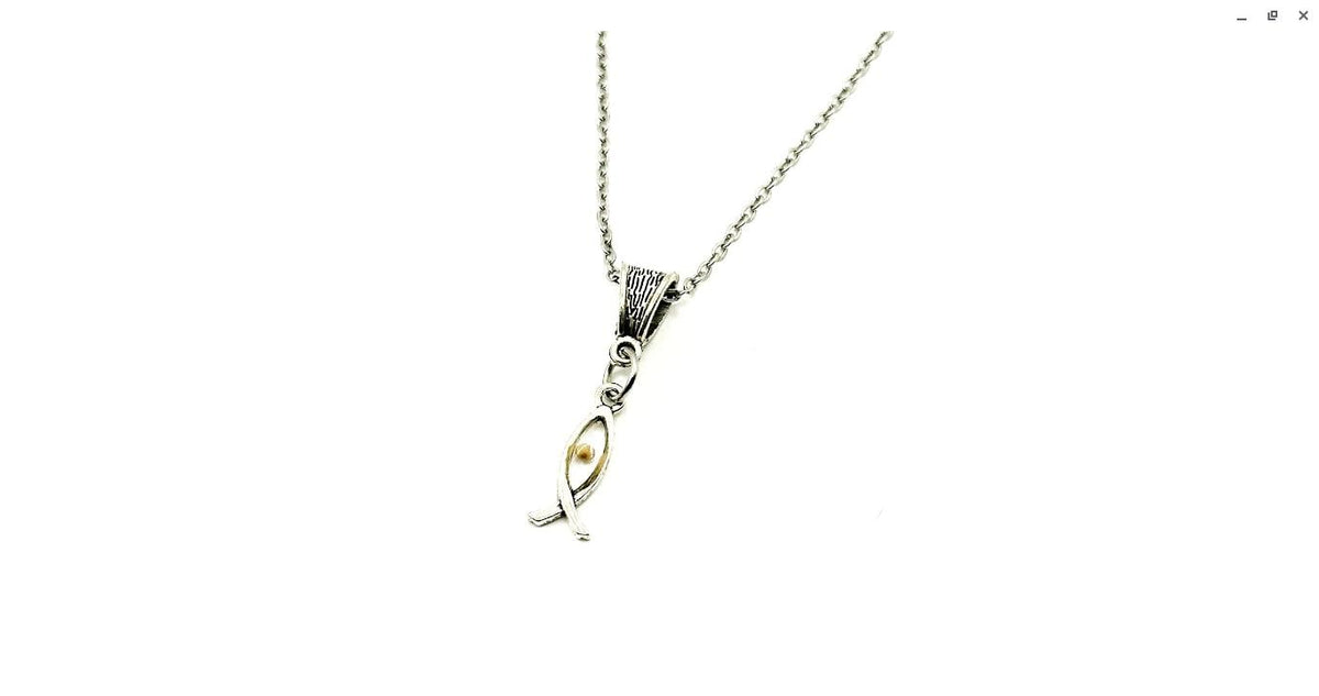 Mustard Seed Fish Necklace (V-Shaped Bale) — Matthew 17:20 Faith Necklace