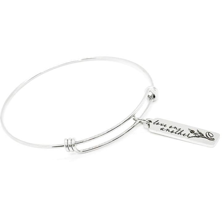 Stainless Steel Love One Another Bracelet, Inspirational Quote Jewelry Religious Gift Faith Bracelet Encouragement Bangle For Her