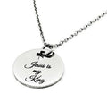 Jesus Is My King Necklace Stainless Steel Engraved Pendant With Cross Cut Out Christian Faith Jewelry From JKCE Designs Inspirational Gift