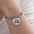 Let Go Let God Faith Bracelet Stainless Steel Expanding Bangle Christian Jewelry Inspirational Gift Religious Encouragement