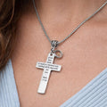 Mustard Seed Faith Cross Necklace — Matthew 17:20 Stainless Steel Scripture Necklace