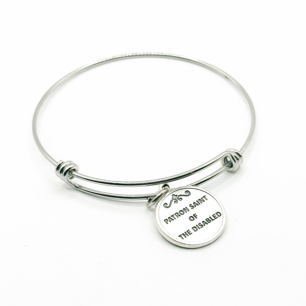 Saint Giles Patron Saint Of The Disabled Bracelet Catholic Faith Jewelry Disability Awareness Gift Silver Bangle From JKCE Designs