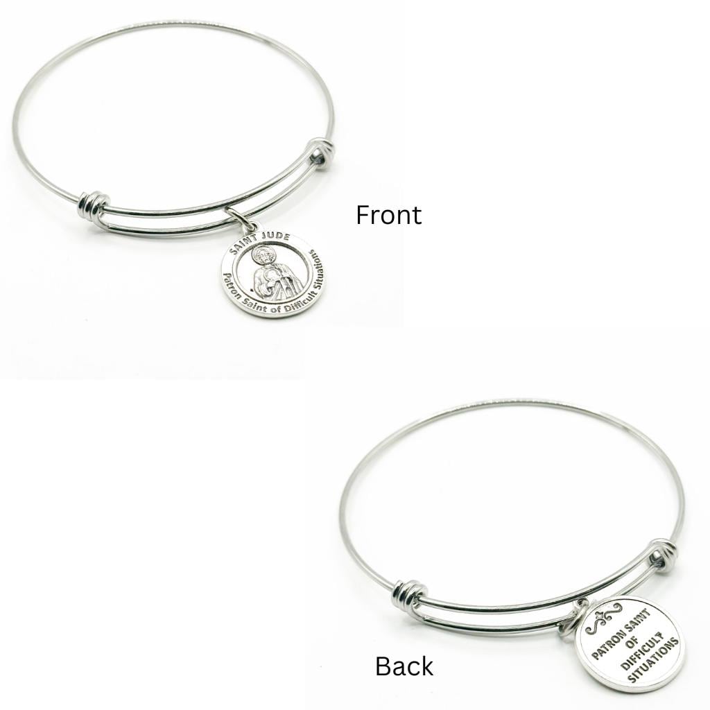 Saint Jude Patron Saint Of Difficult Situations Bracelet Catholic Faith Jewelry Adjustable Bangle Encouragement Religious Gift